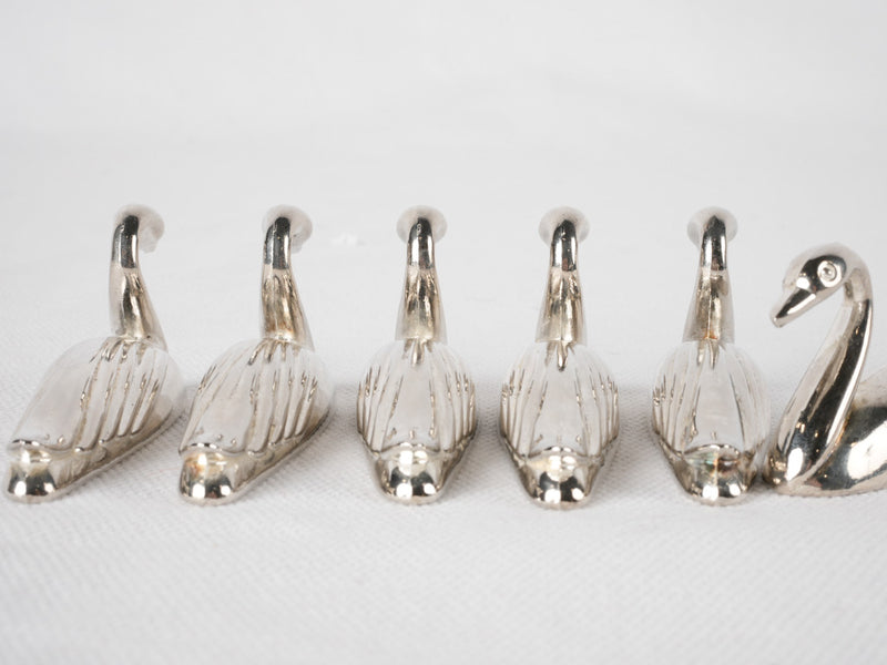 6 knife rests - silver swans