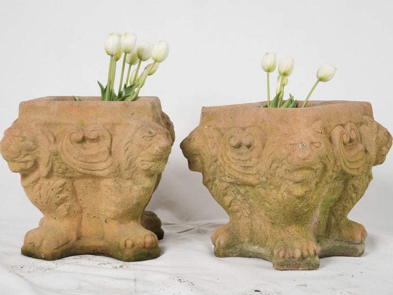 Charming, age-old winged lion outdoor planter
