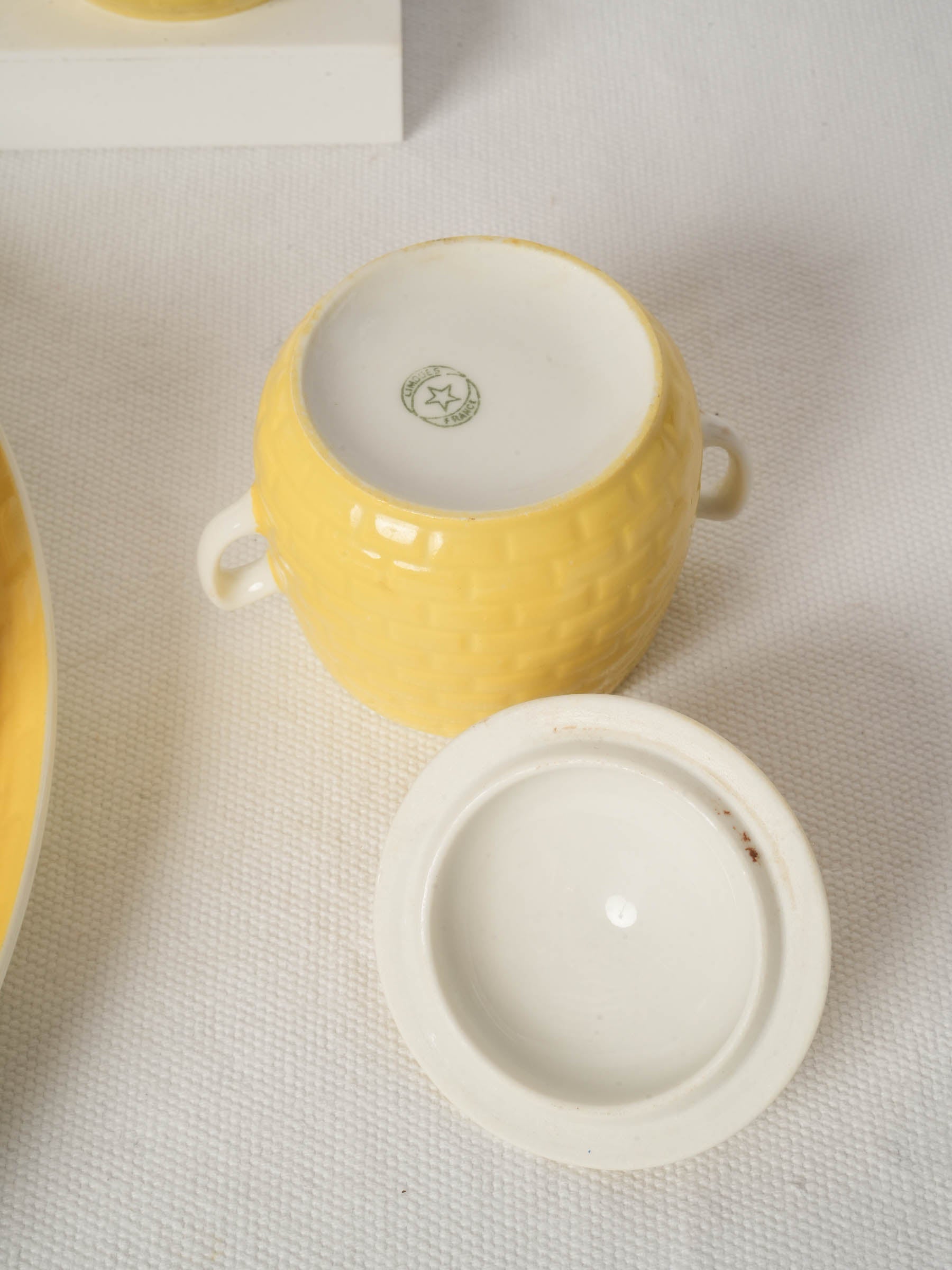 Set of 12 Yellow Lidded Ramekins with Tray - Limoges