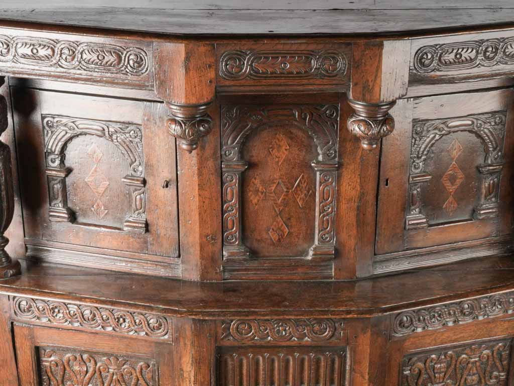 Rare hand-carved antique French oak dresser