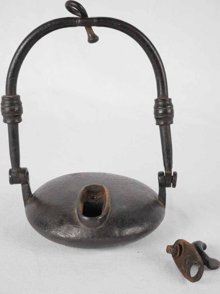 19th century miner's oil lamp - wrought iron