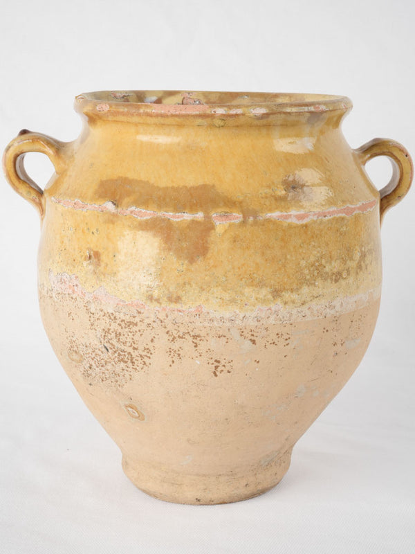 Antique yellow-glazed French confit pot