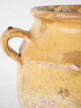 Traditional yellow half-glazed confit pot