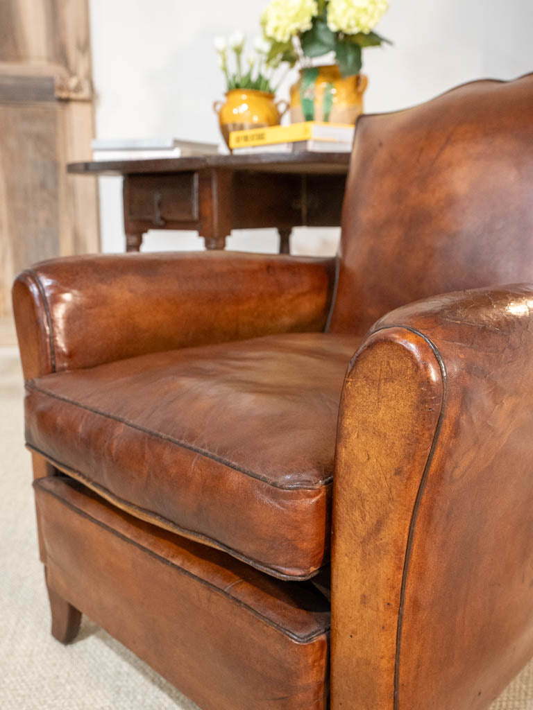 RESERVED CS Antique French leather club chair - moustache