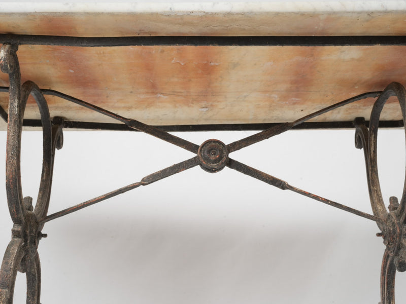 Antique marble-topped French outdoor table