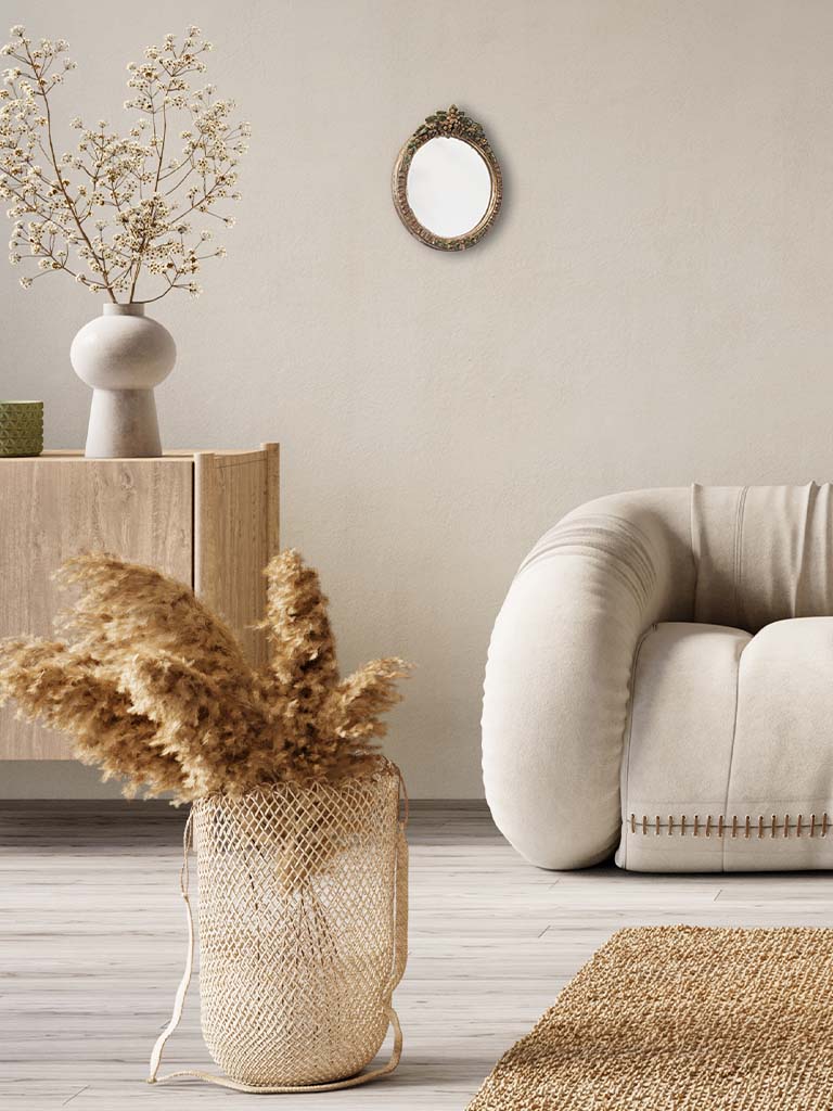 Silvered wooden decorative mirror