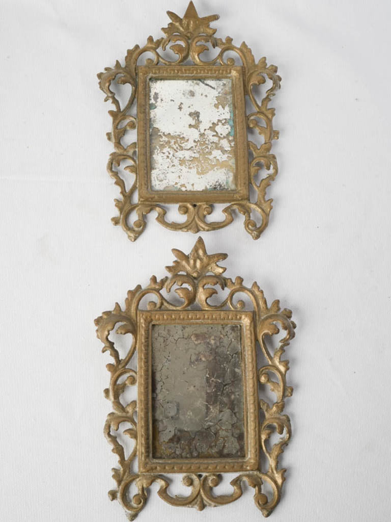Antique ornate French bronze mirrors