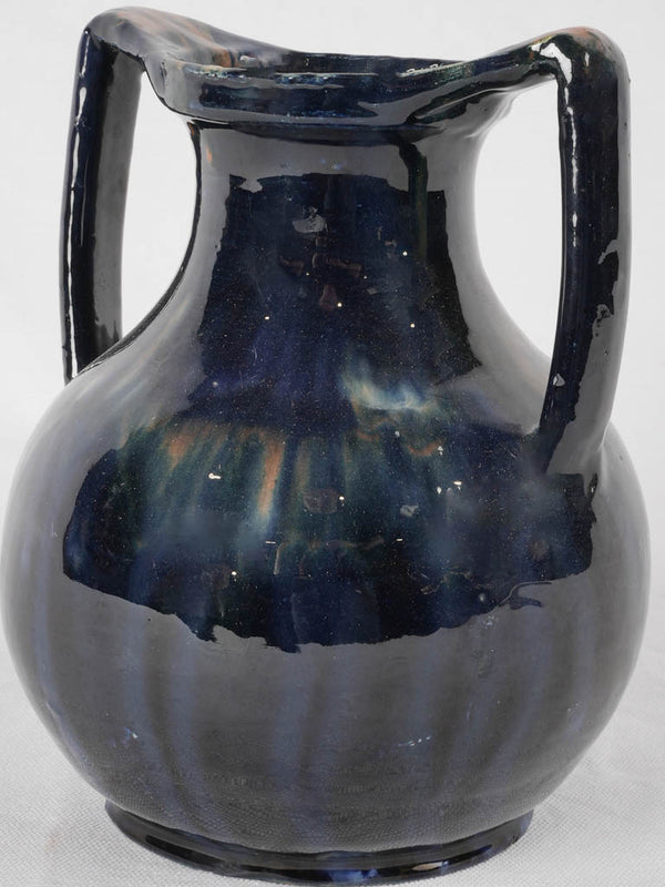Vintage terracotta vase, midnight blue