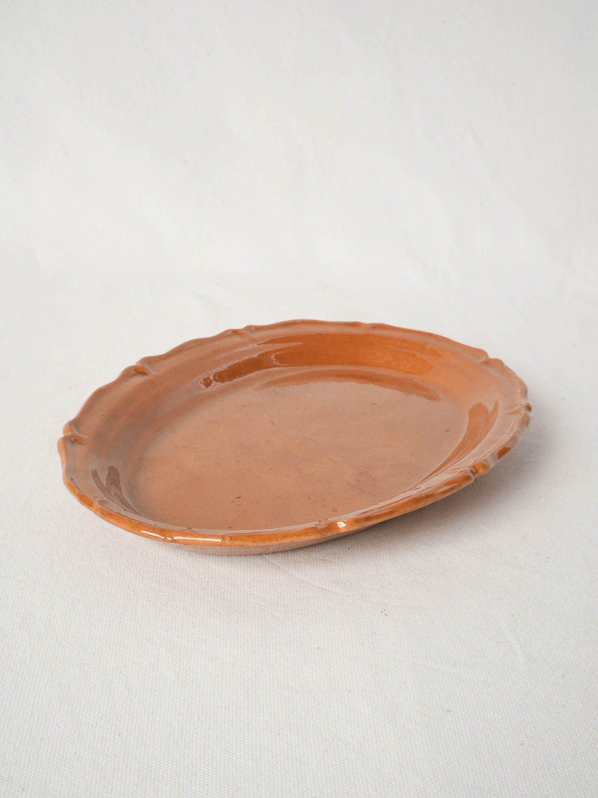 Antique Ocher Glazed French Oval Platter from Chanteduc