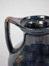 Handled midnight-blue glazed terracotta vase