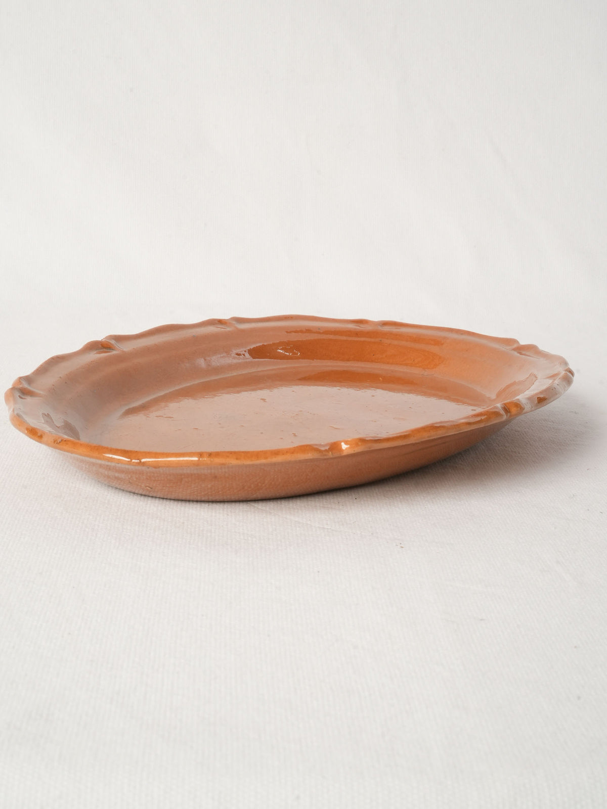 Antique Ocher Glazed French Oval Platter from Chanteduc