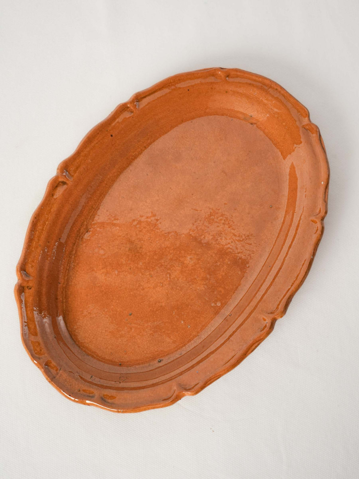 Antique Ocher Glazed French Oval Platter from Chanteduc