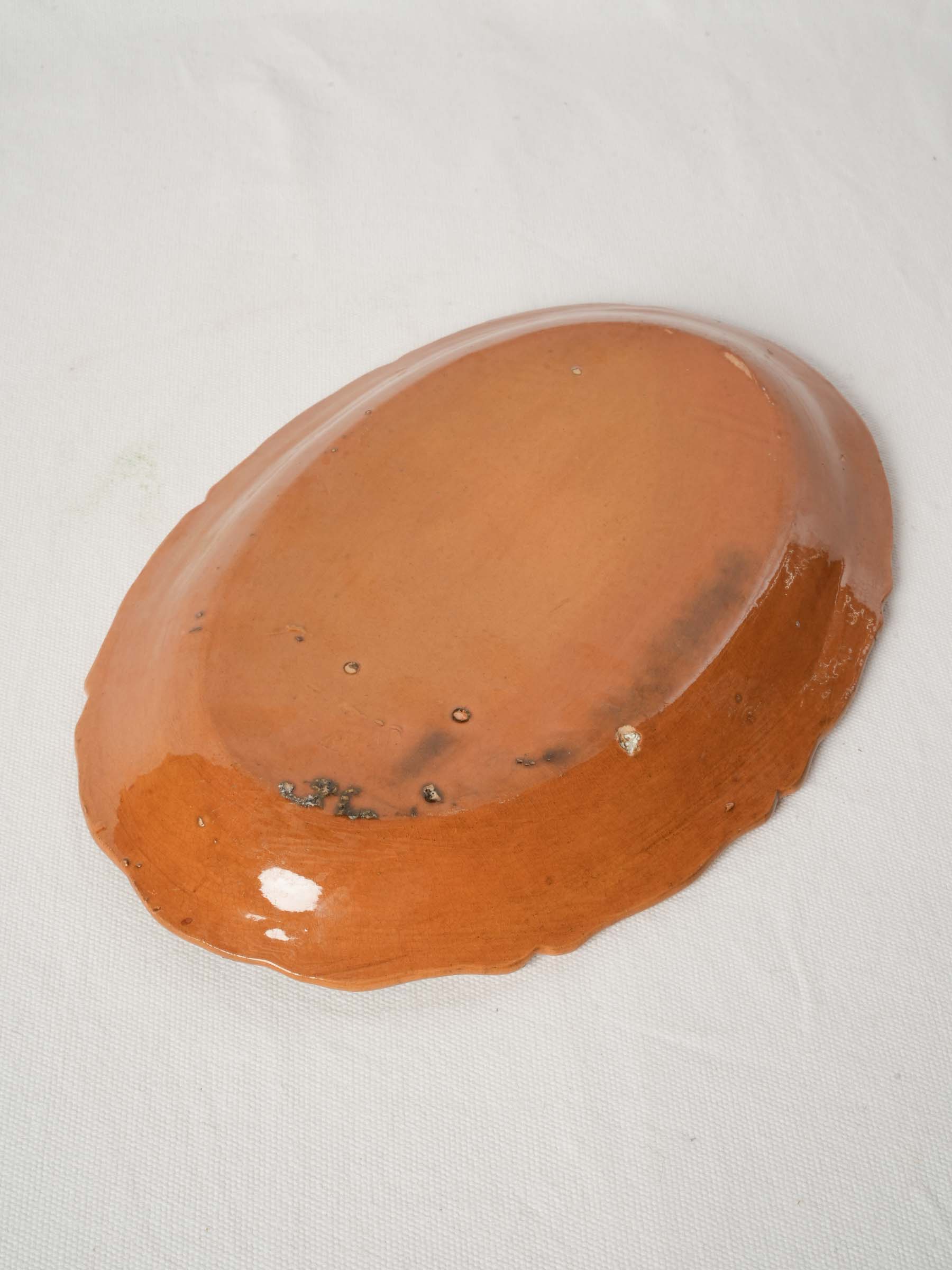 Antique Ocher Glazed French Oval Platter from Chanteduc