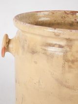 Antique French confit pot w/ ear handles & yellow glaze 6¼"
