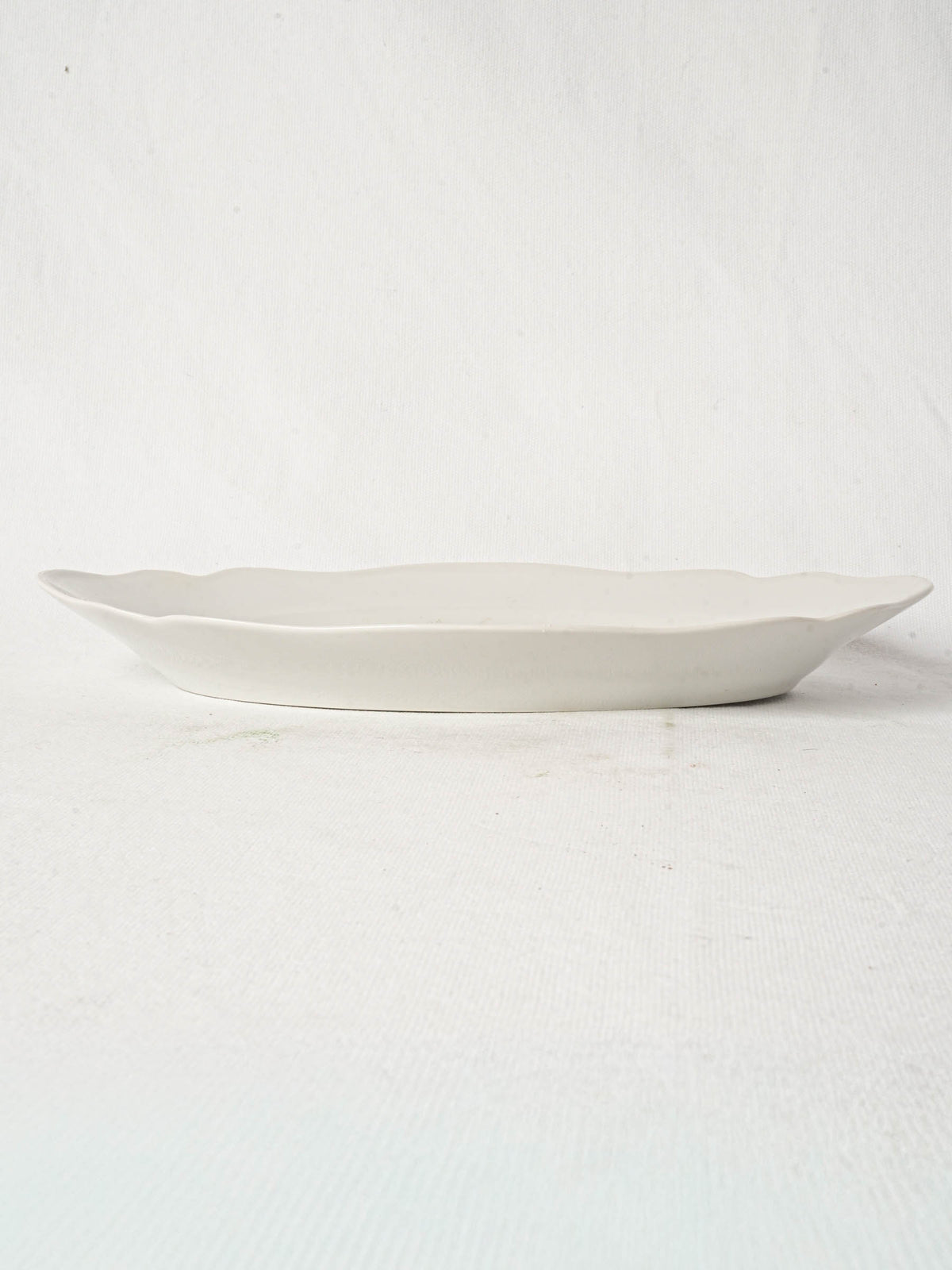Antique French White Porcelain Oval Platter w/ Undulating Edge 14¼"