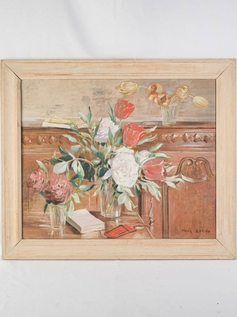Vintage French oil painting still life