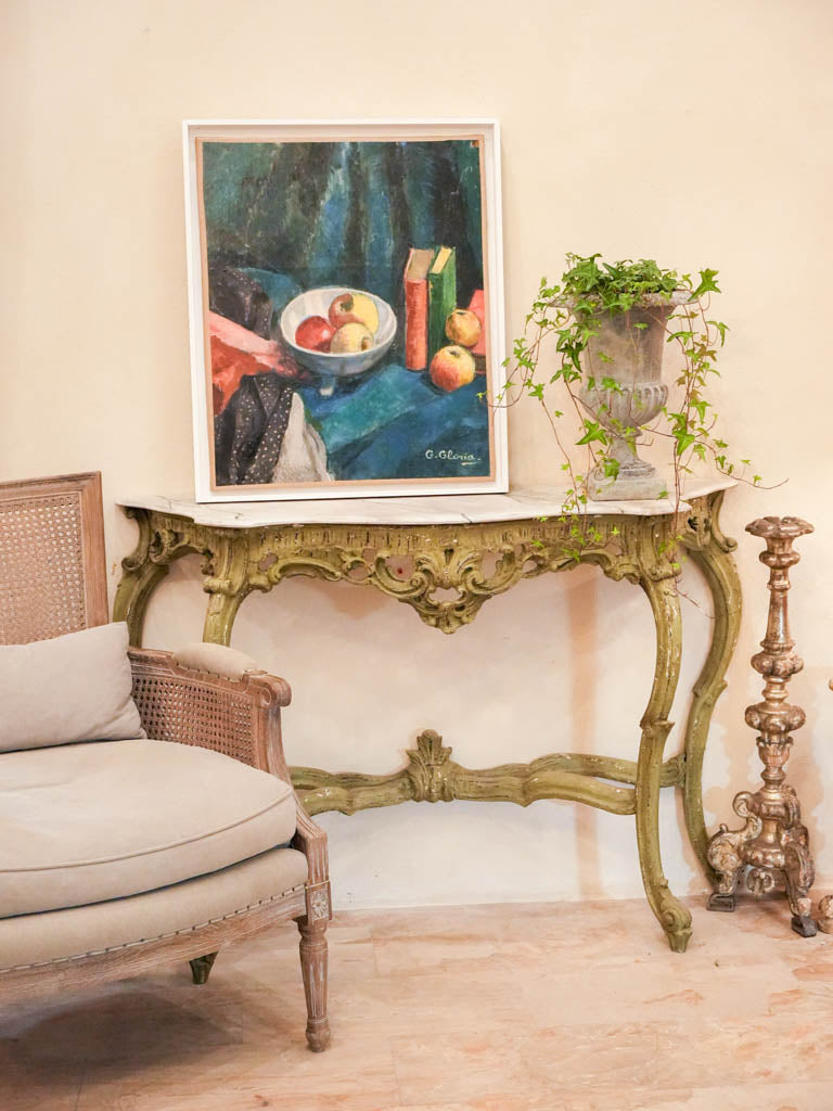 Cubist-influenced oil painting  