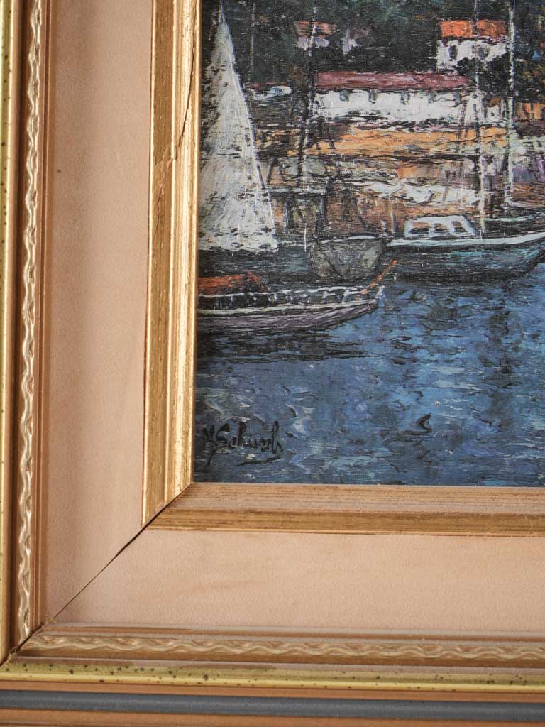 Antique-style off-square frame ocean painting