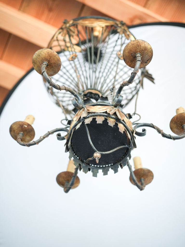 Vintage gilded Montgolfier chandelier for rewiring
