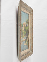 Mediterranean country landscape painting w/ pine trees 21¼" x 18"