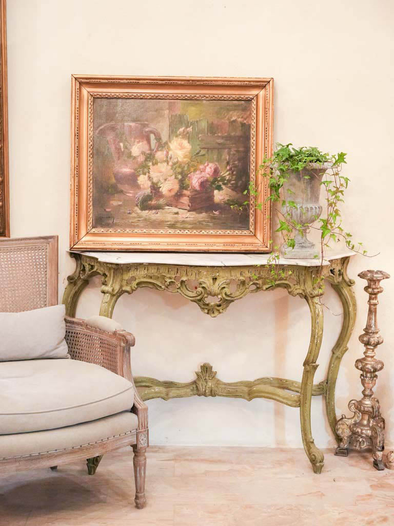 Rustic wooden framed still life