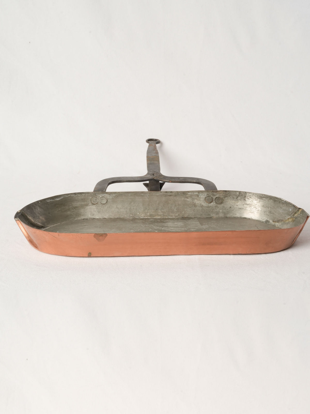 Antique French Copper Lèchefrite with Iron Handle
