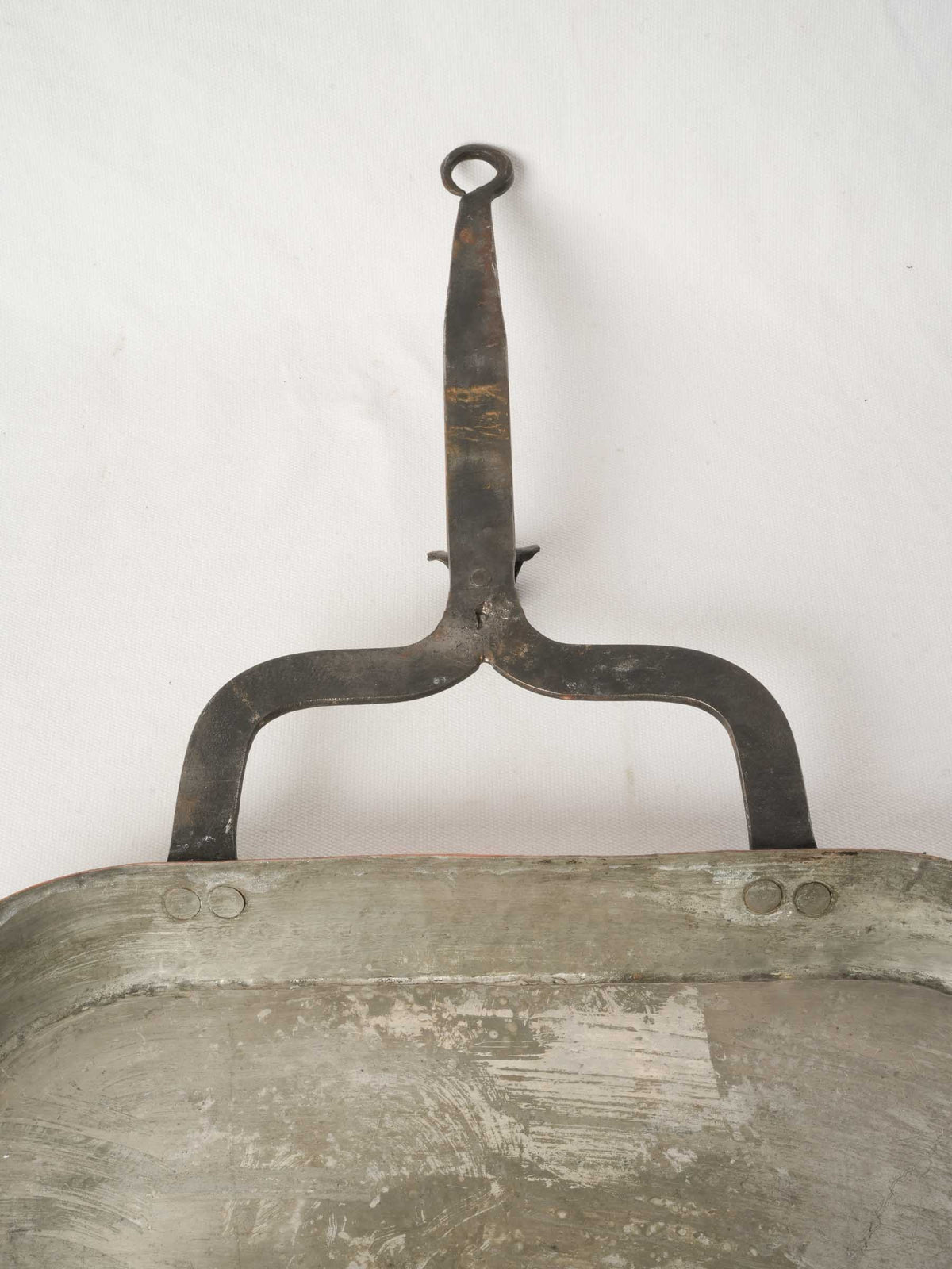 Antique French Copper Lèchefrite with Iron Handle