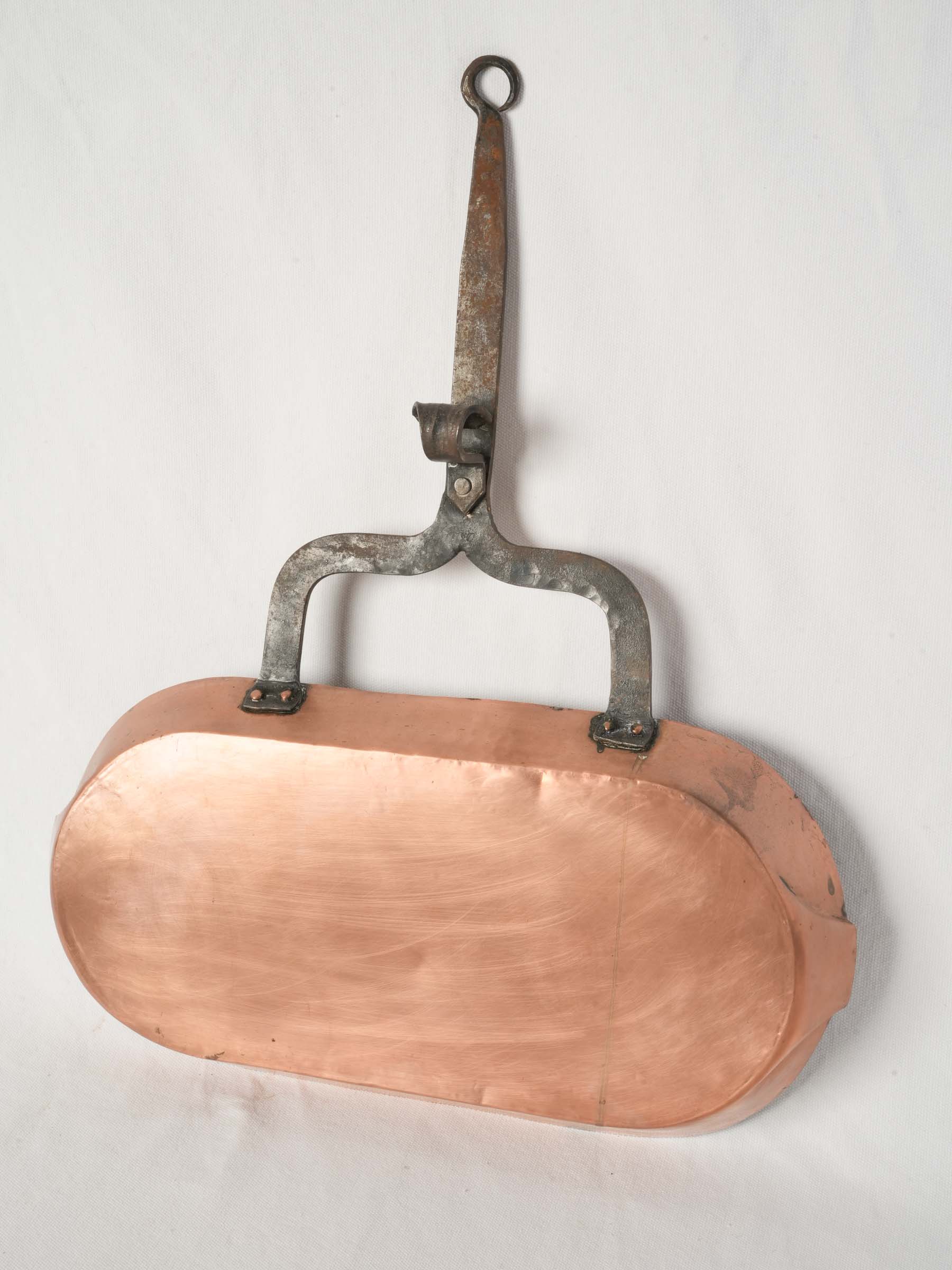 Antique French Copper Lèchefrite with Iron Handle