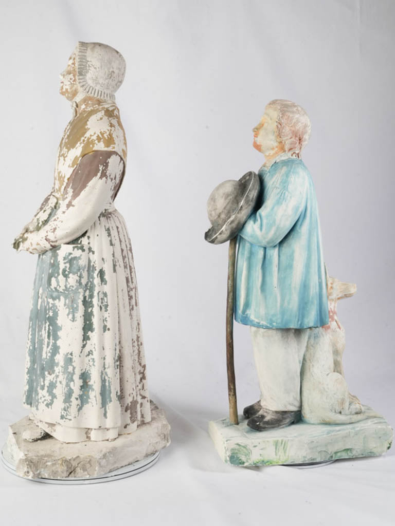 Antique La Salette shepherd statues  