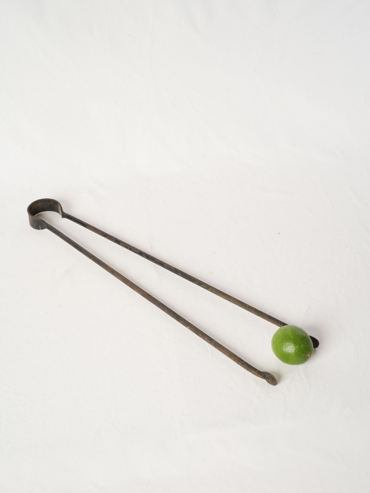Antique French Wrought Iron Tongs from Chanteduc 23¼"