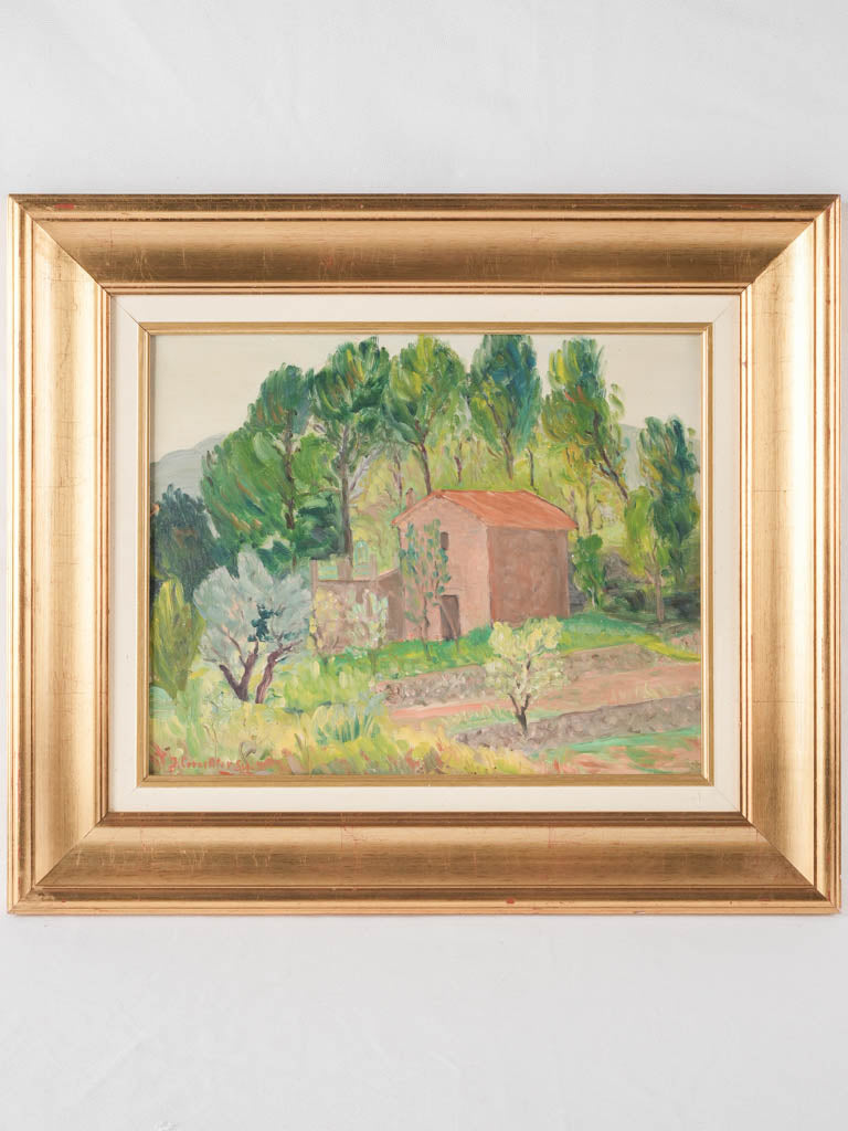 Vintage landscape painting - Provencal farmhouse 23¾" x 20½"