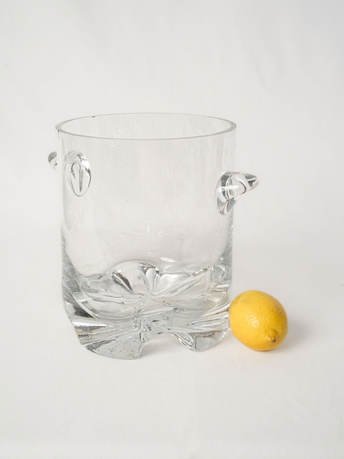 Vintage French Glass Ice Bucket with Weighted Base