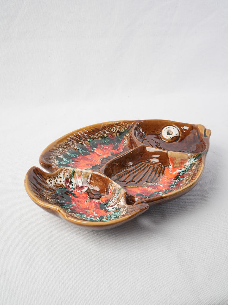 French Vallauris fish-shaped dish