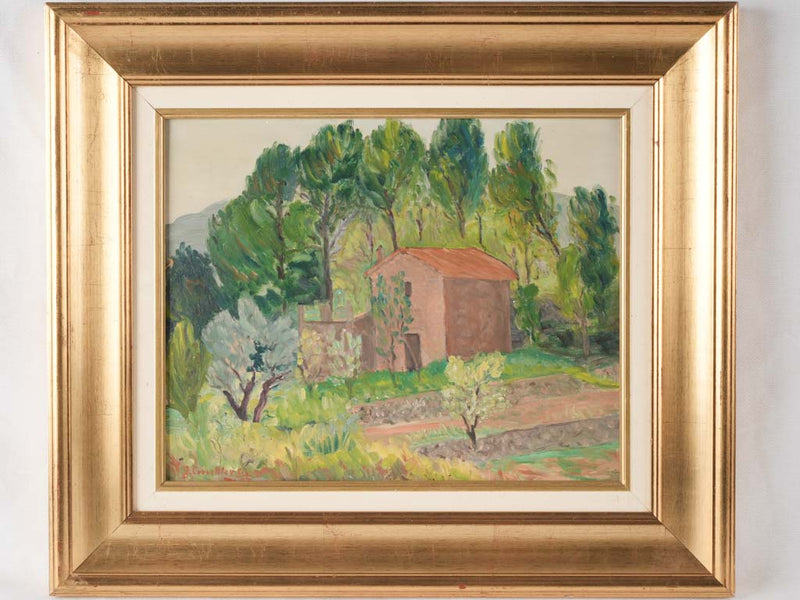 Vintage landscape painting - Provencal farmhouse 23¾" x 20½"