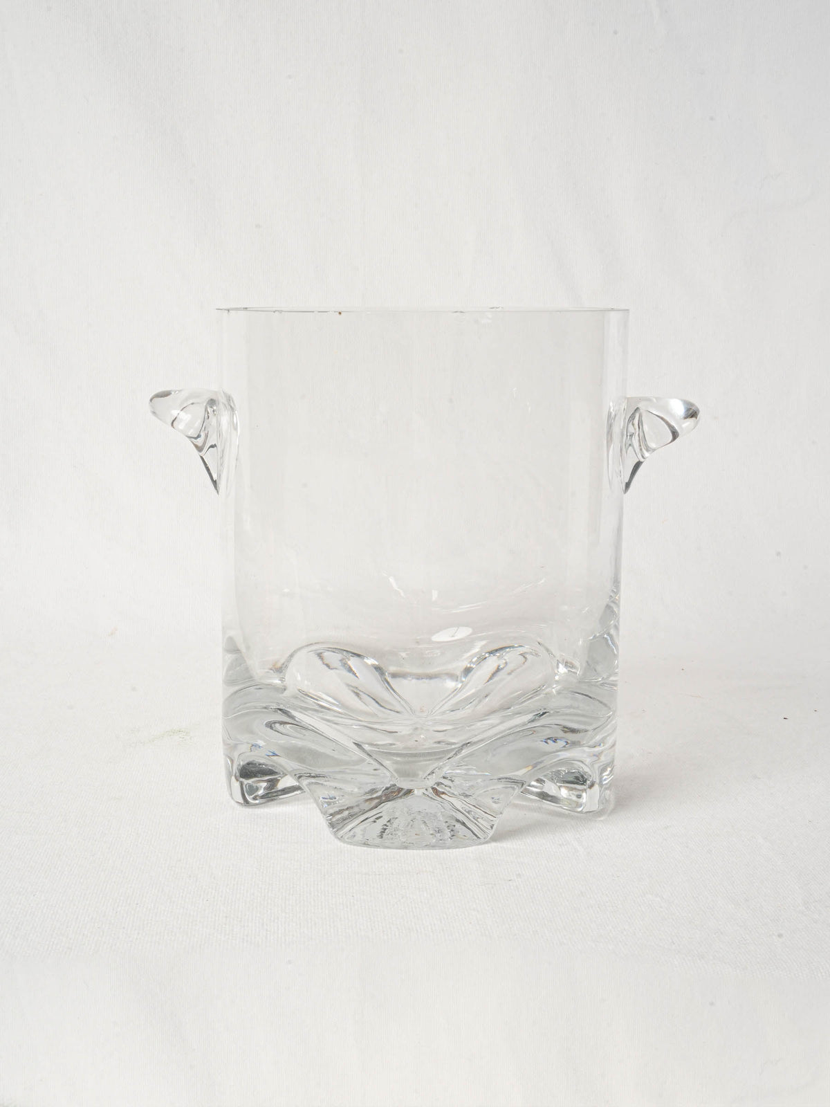 Vintage French Glass Ice Bucket with Weighted Base