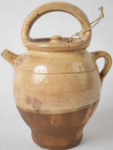 Rustic French glazed terracotta water pitcher