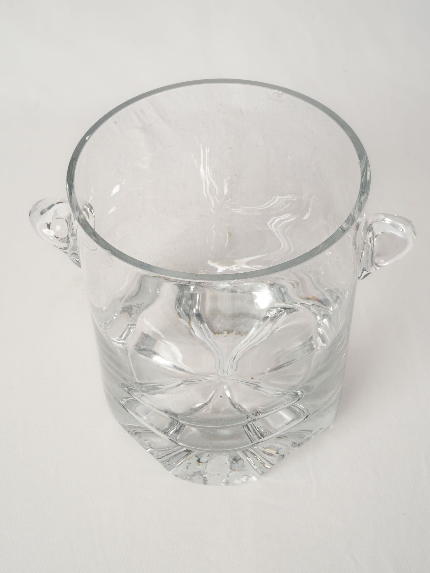 Vintage French Glass Ice Bucket with Weighted Base