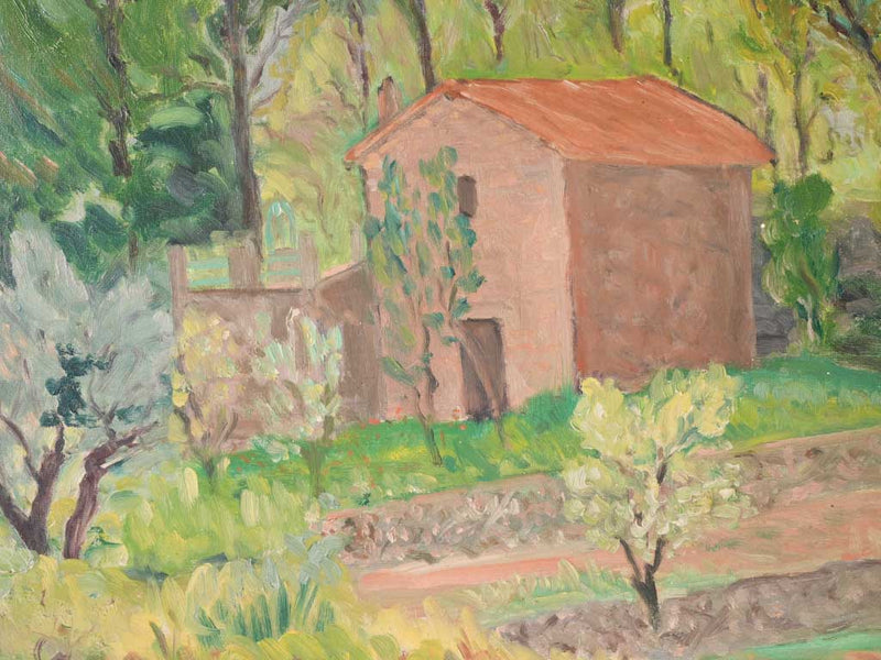 Vintage landscape painting - Provencal farmhouse 23¾" x 20½"