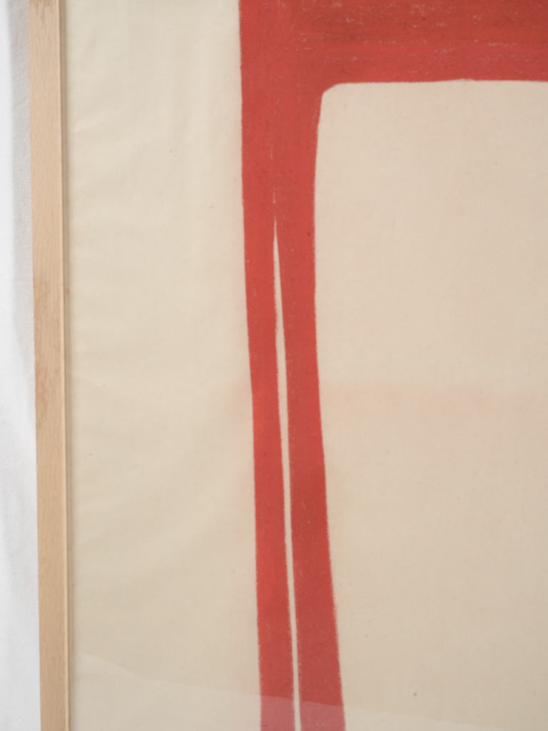 Bold red pastel drawing.