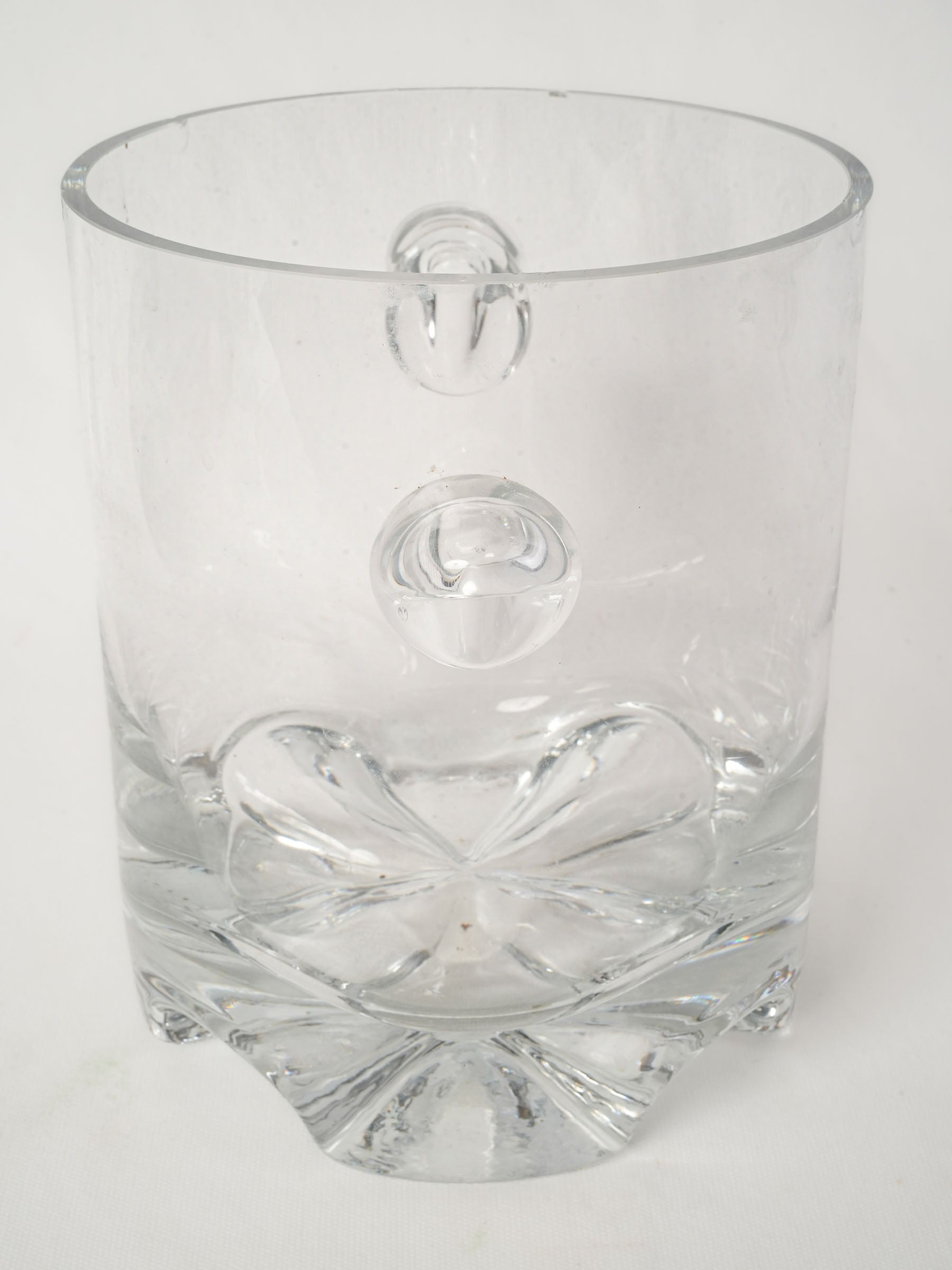 Vintage French Glass Ice Bucket with Weighted Base