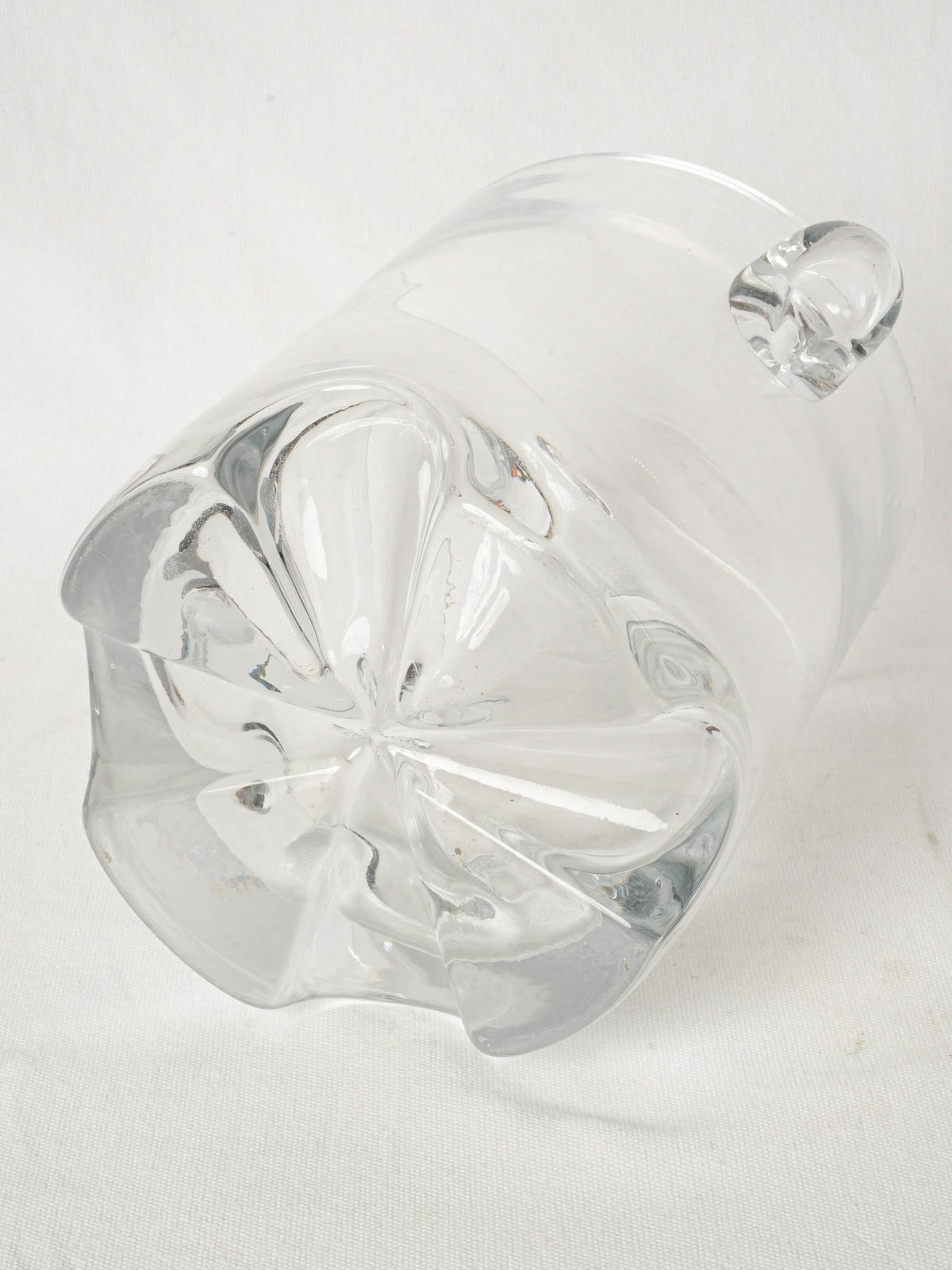 Vintage French Glass Ice Bucket with Weighted Base