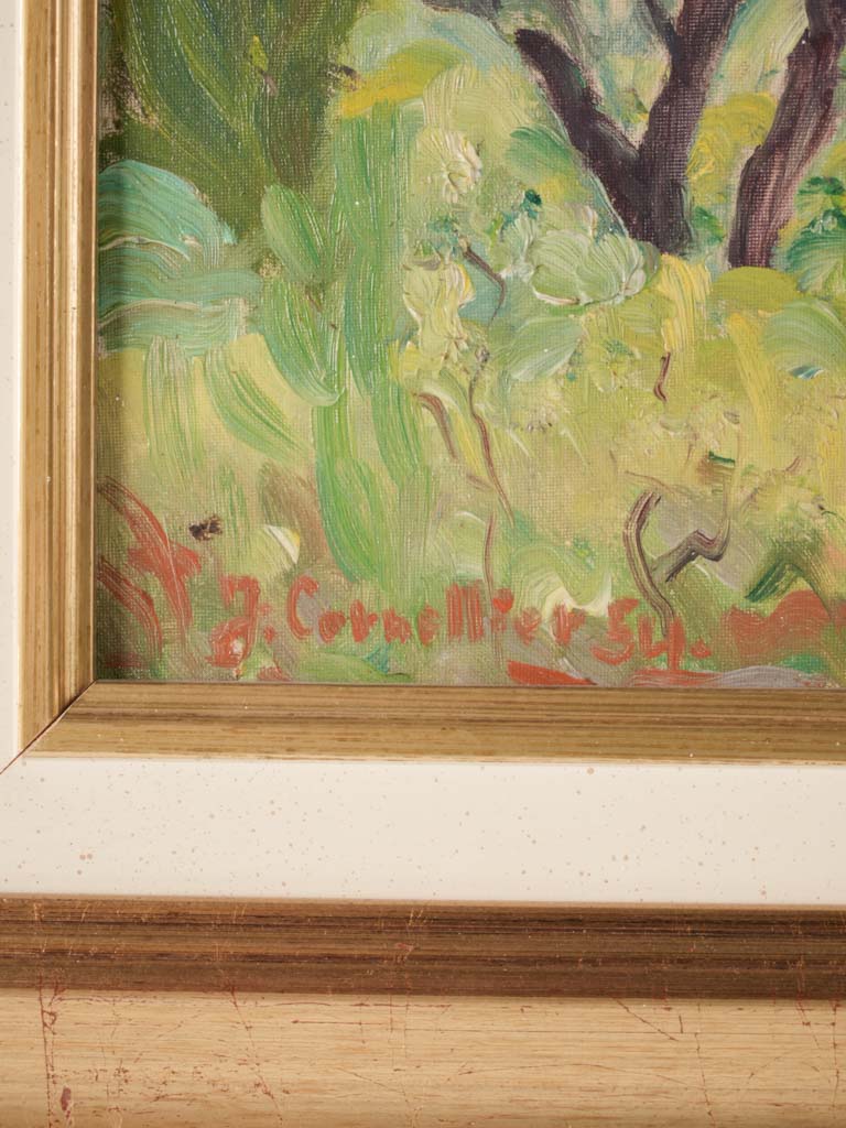 Vintage landscape painting - Provencal farmhouse 23¾" x 20½"