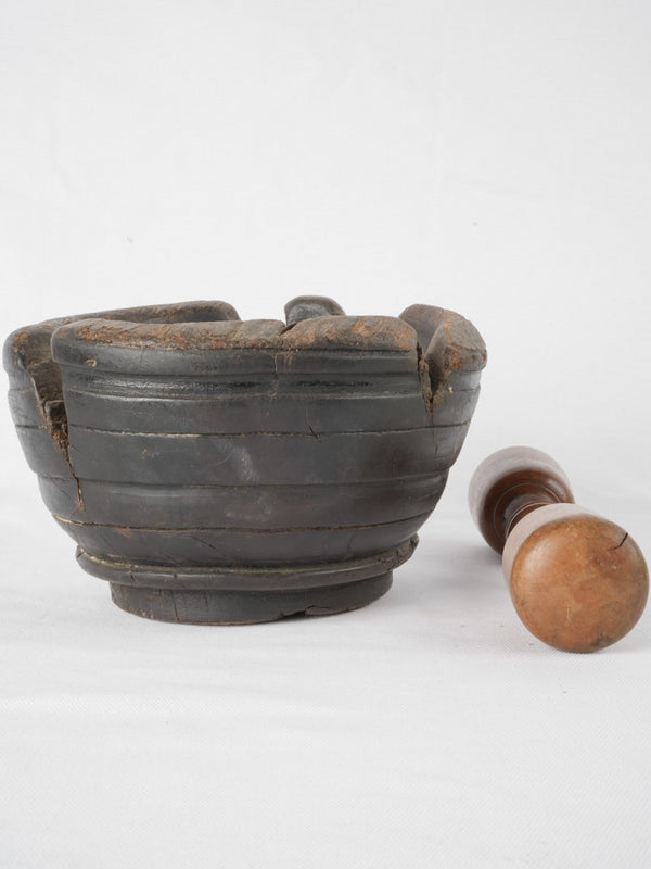 Antique French Wooden Mortar & Pestle 4¾"