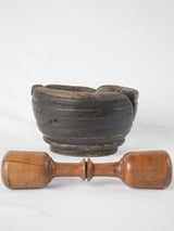 Antique French Wooden Mortar & Pestle 4¾"