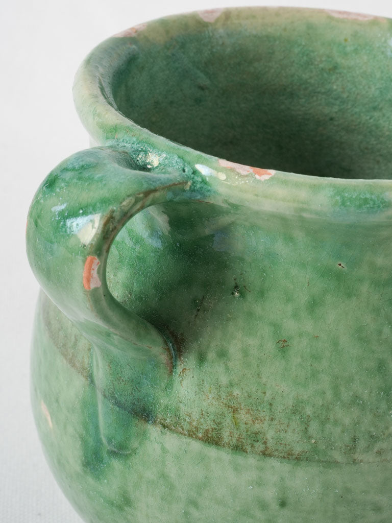 Superb fully glazed green pottery pot