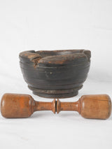 Antique French Wooden Mortar & Pestle 4¾"