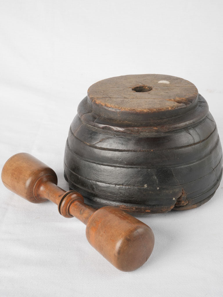 Antique French Wooden Mortar & Pestle 4¾"
