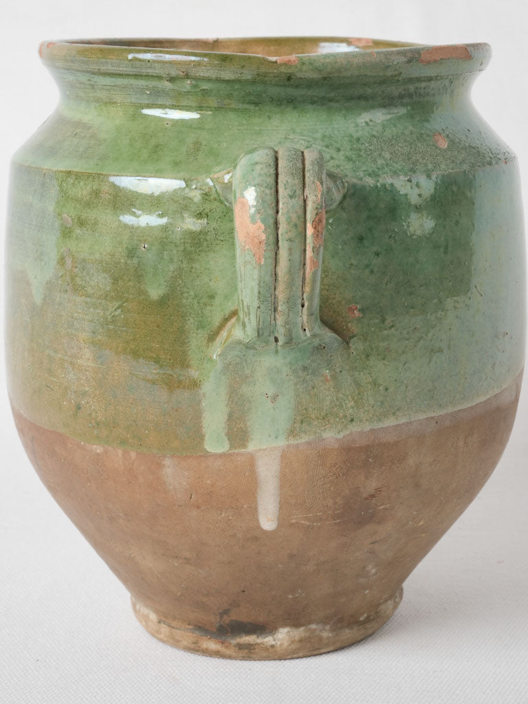 Vintage half-glazed French confit jar