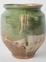 Antique olive green demi glaze pot