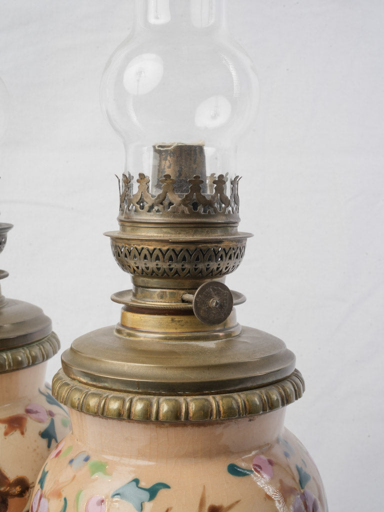 Vintage brass base oil lamps  